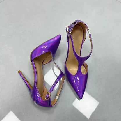 Purple Sandals With Heels For Woman Luxury Party Elegant Dress Shoes Summer Pointy Toe Sexy Sandals Lady 8CM 10CM 12CM Stilettos