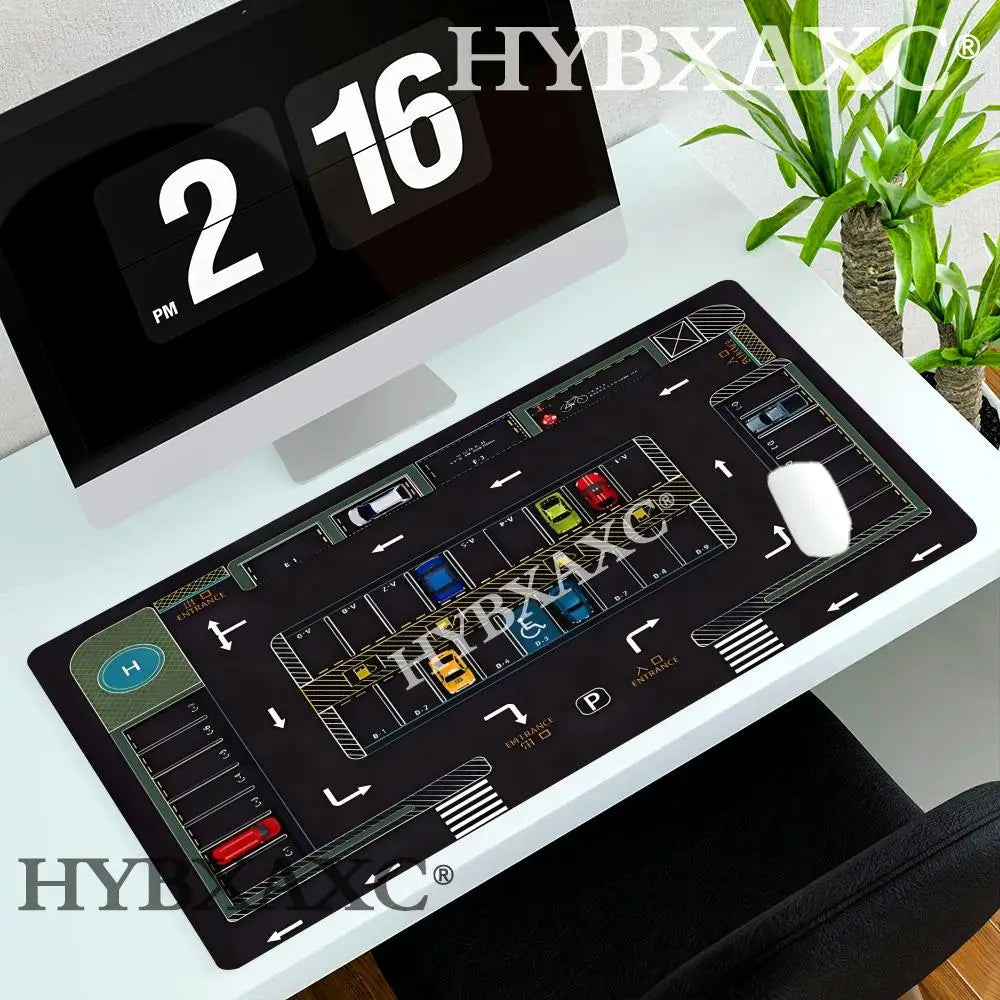 HYBXAXC Parking Lot Design Large gaming mouse pad Advanced desk mats rubber base Durable washable HD print oblong keyboard mat