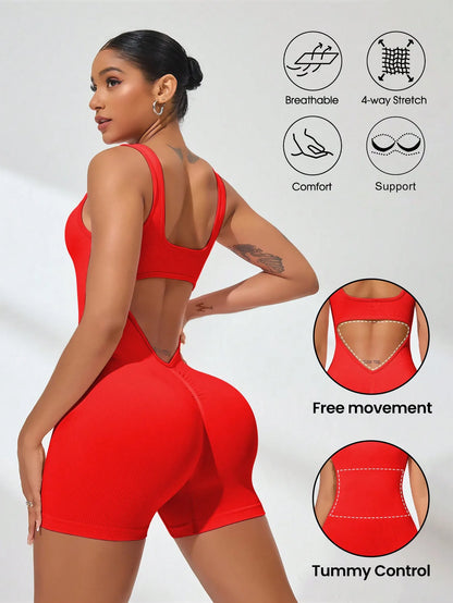 Sexy With V-shaped Exposed Waist Women's Summer Jumpsuits Fitness Daily Wear Casual Yoga Workout Jumpsuits