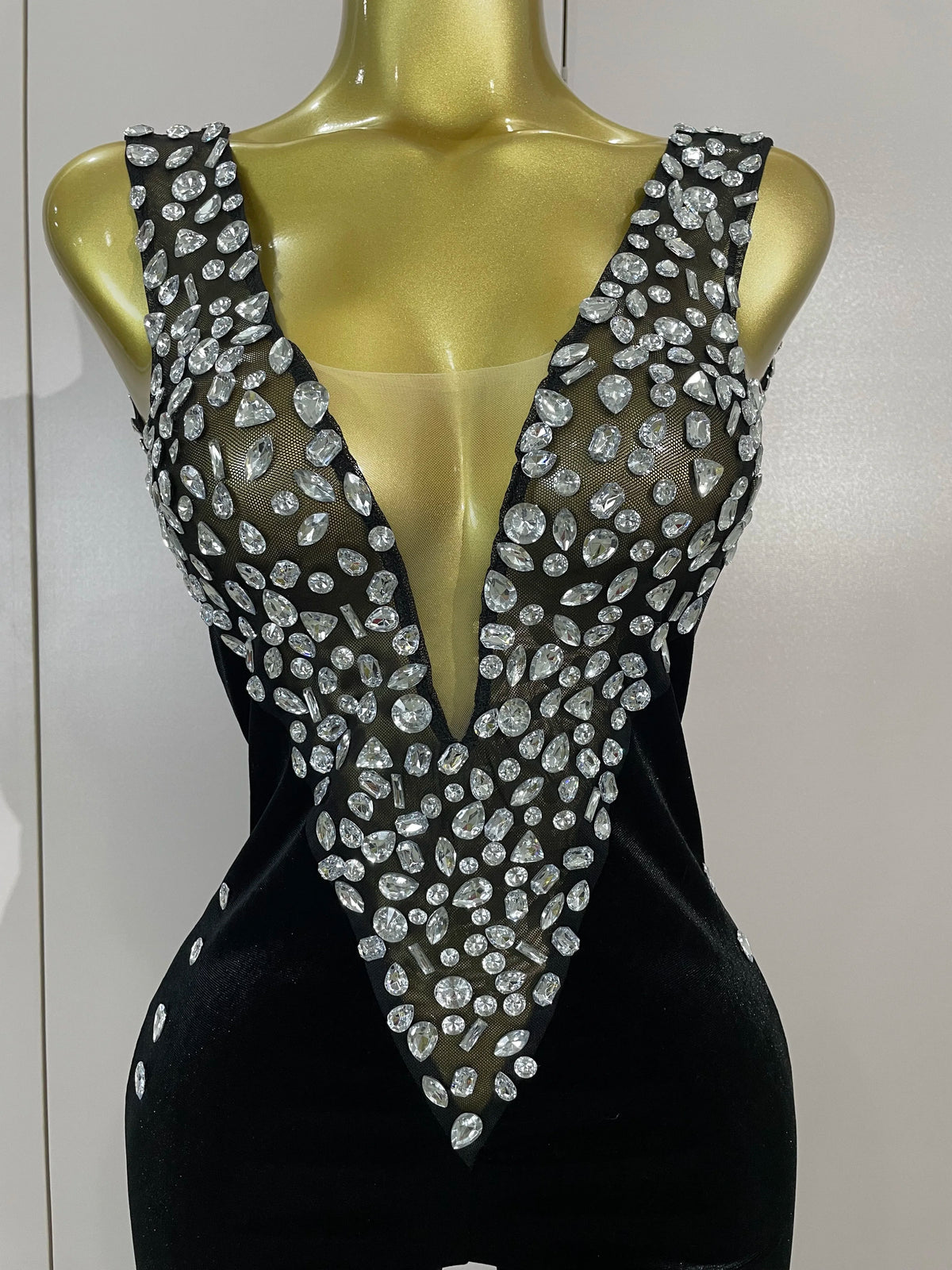 Sexy Sparkly Rhinestones Black Velvet Jumpsuit Women Performance Dance Costume Celebrate Club Luxury Birthday Party Stage Outfit