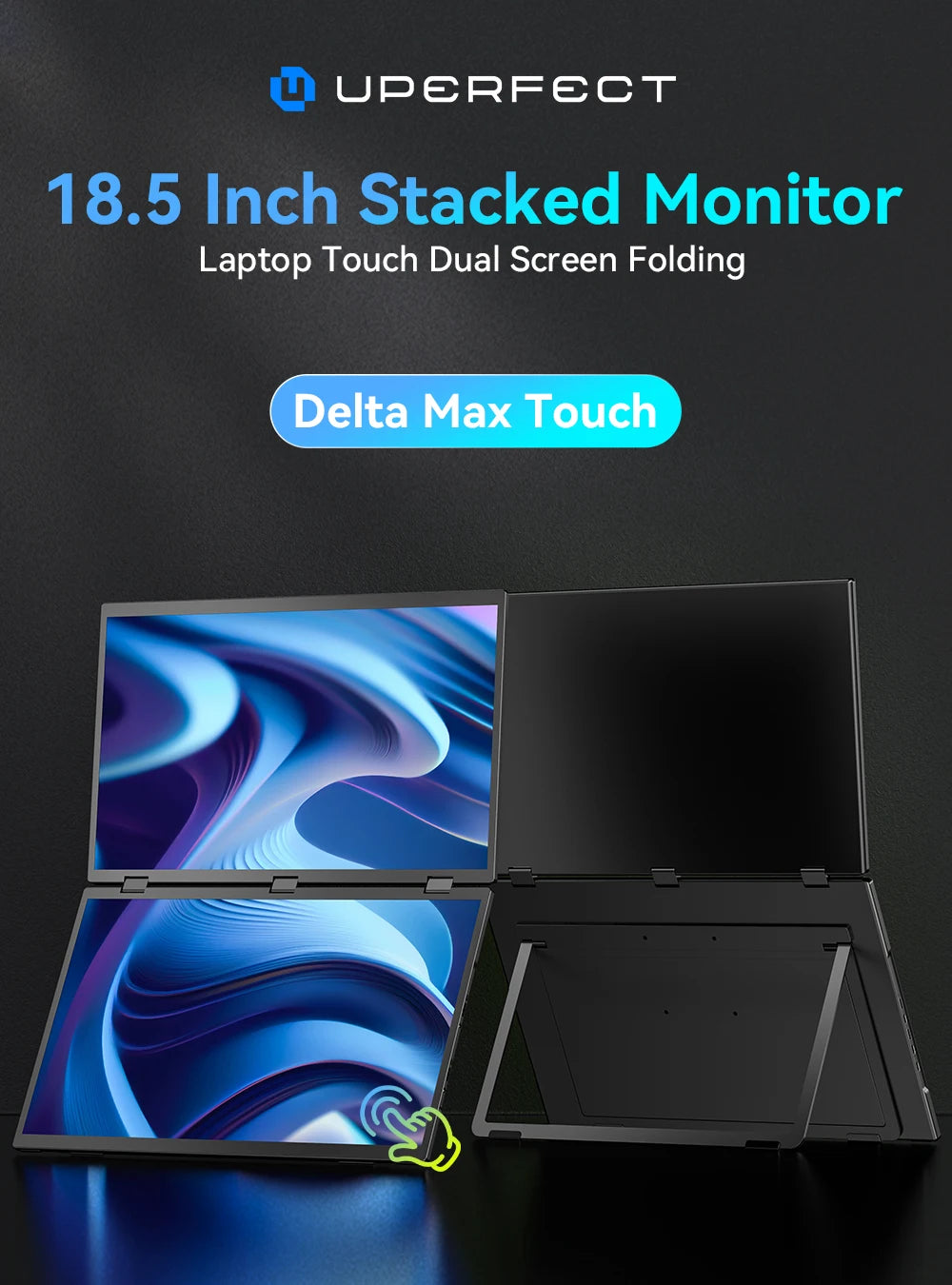 UStation Δ / Delta Plus Stacked Monitor Touchscreen Laptop Dual Screen Folding 18.5" W/ USB C Mini HDMI For PC Mac Phone Display