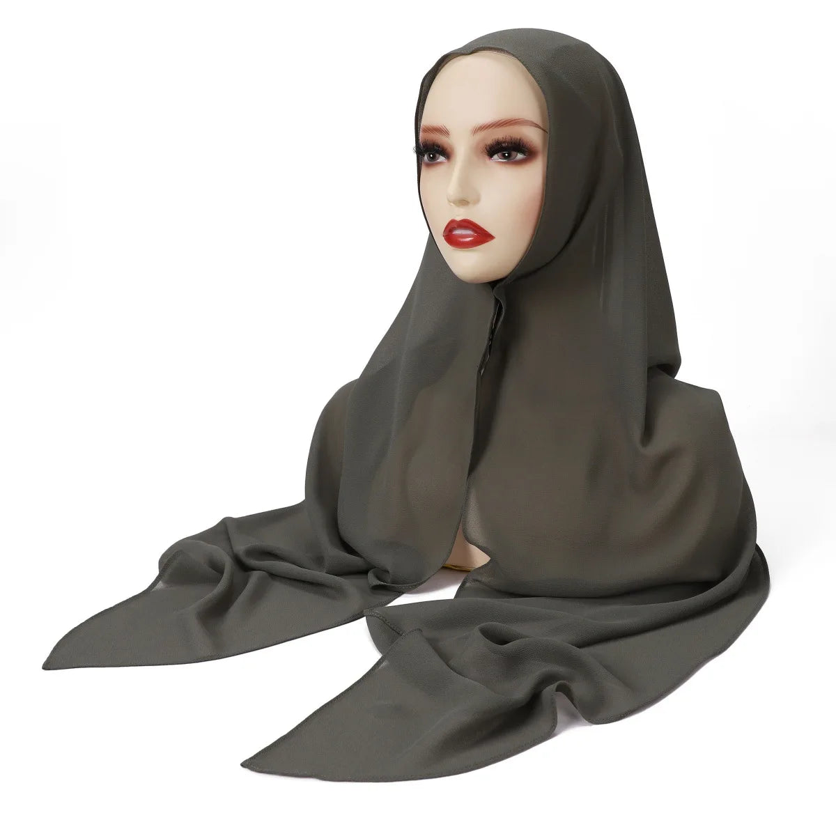2025 Ramadan Women Solid Scarf Built-in Magnetic Muslim Chiffon Hijab Shawls Head Wrap Hijabs Scarves Ladies Foulard Islamic