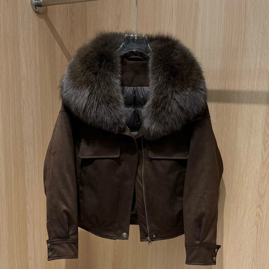 Women's Winter Genuine Fur Coat Cold Weather with Big Collar Mink Coat Thermal Outerwear for Casual City Fashion Wear Windproof