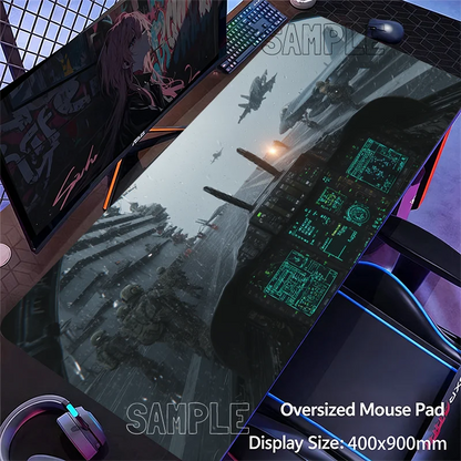 Aircraft Cockpit Design Extended Desk Mat Non-slip Mouse Pad Stitched Edge for Home Game Office Study Laptop Computer Table Pad