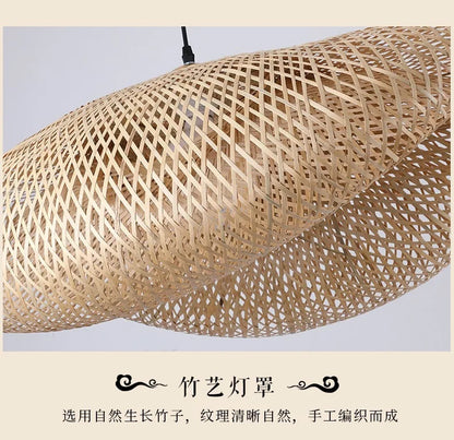 Newest Bamboo Pendant Lamp Ceiling Lights Rattan Wicker Lustre Hand Knit Braiding Suspended Home Dining Braided Indoor Decor Hot