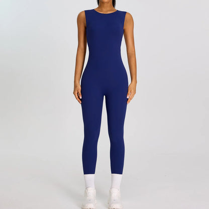 Summer Women Sleeveless Back Hollow Jumpsuit Fitness Sport Bodysuit Yoga Clothing Female Breathable Gym Overalls Workout Clothes