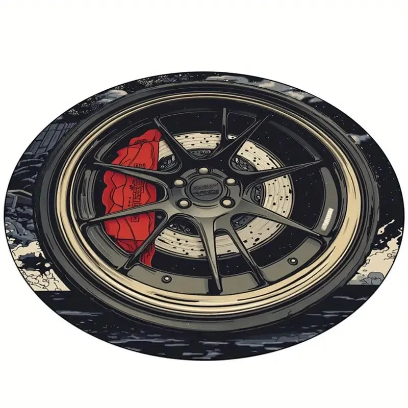 Retro Indian Motorcycle Company Door Mat Established 1901 Round Welcome Floor Rug for Front Door Garage Man Cave Decor