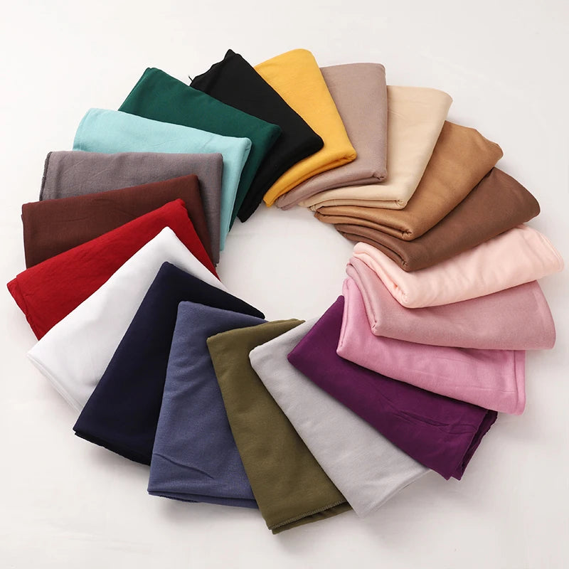 Womens Muslim Ramadan Fashion Modal Cotton Jersey Hijab Womens High Quality Solid Color Soft Hijab Long African Scarf