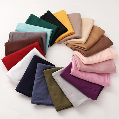 Womens Muslim Ramadan Fashion Modal Cotton Jersey Hijab Womens High Quality Solid Color Soft Hijab Long African Scarf