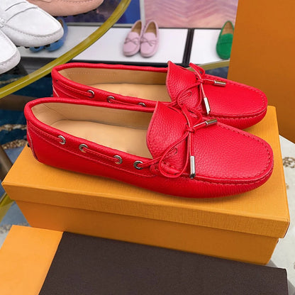 Spring Summer Ladies Genuine Leather Comfortable Slip-On Soft Bottom Driving Casual Flat Office Lazy Person Loafers Shoes