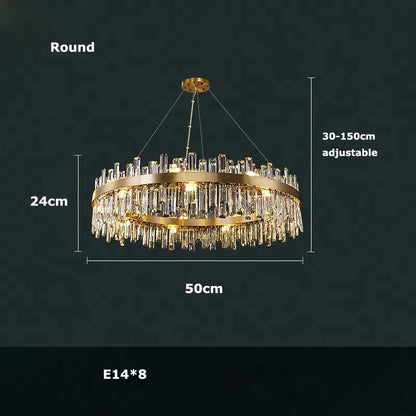 LED Postmodern Golden Chrome Silver Round Oval Crystal Chandelier Lighting Suspension Luminaire Lampen For Dinning Room