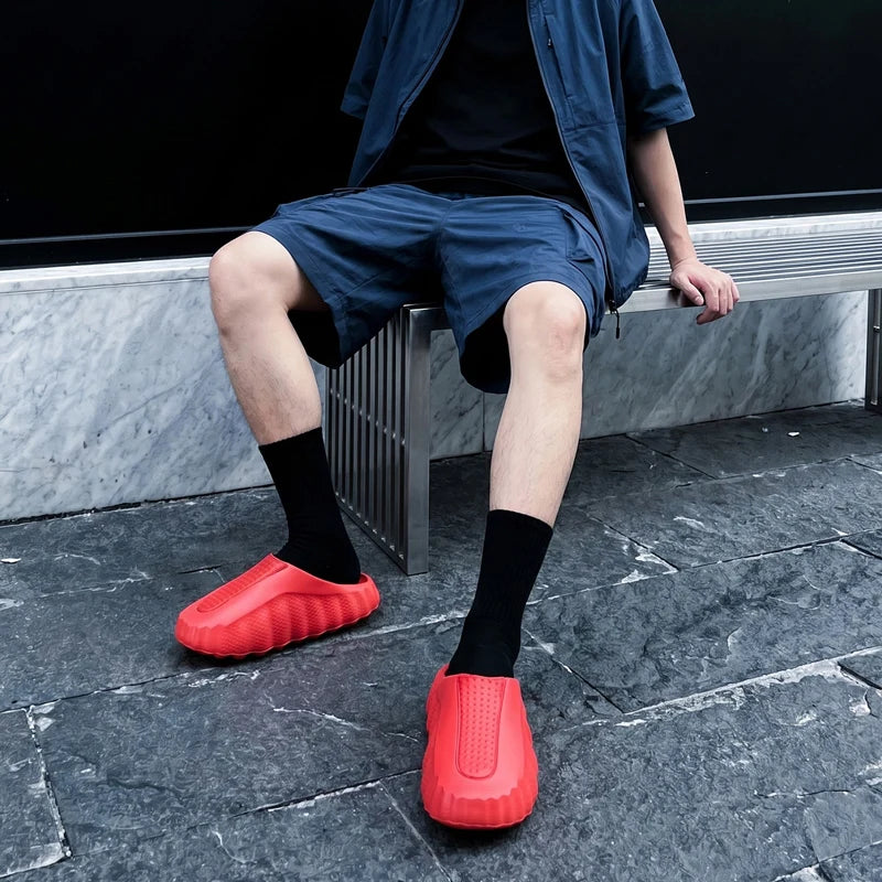 Men Slippers Thick Sole Slides Breathable EVA Slippers Shock Absorb Non Slip Woman Bathroom Beach Sandals Casual Footwear Unisex
