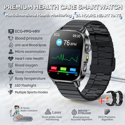 New Precise Health Care Smart Watch ECG+HRV Uric Acid Blood Lipids Emotional Perception Bluetooth Call Smartwatchs For Men Women