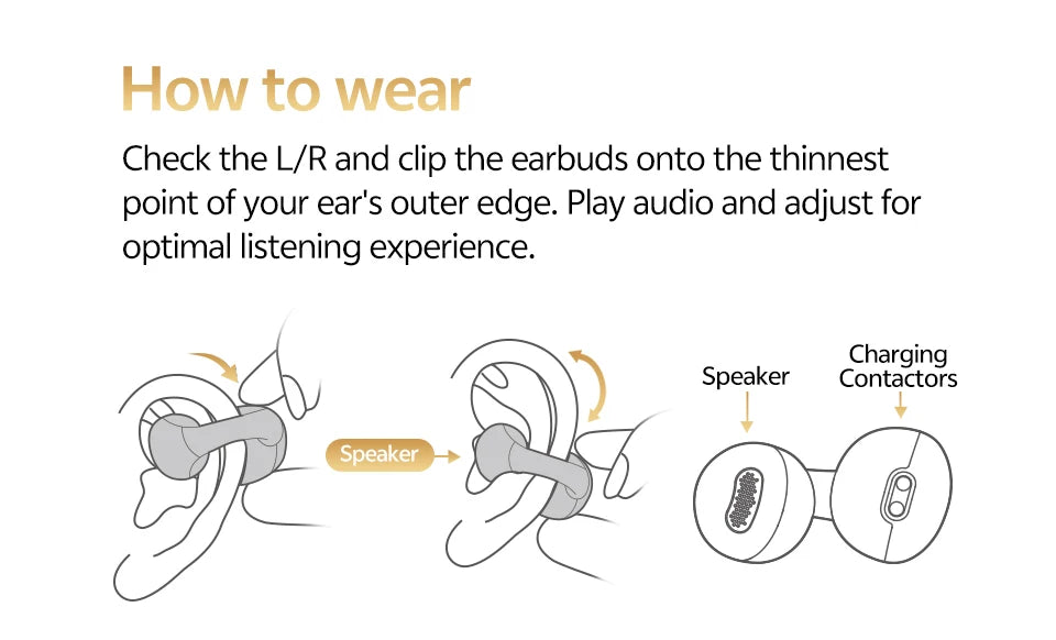 QCY Crossky C30S Open Ear Wireless Earphones Hi-Res with LDAC Ear Clip Earbuds Bluetooth 6.0 Clip On OWS Sports Headphones 40Hrs