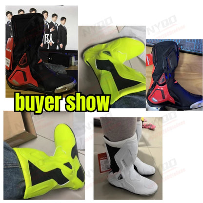 BENKIA CE Certified Motorcycle Boots, Professional Track Racing Breathable Summer Riding Boots