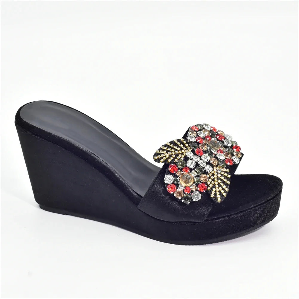 Italian Designers Luxury Round Toe Bright Diamond Elegant Summer Party Women's Platfrom High Heels Shoes Wedding Shoes Bride