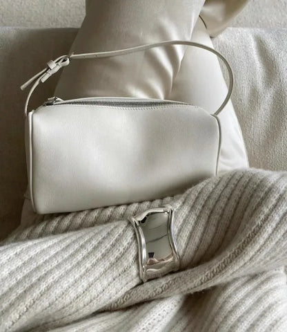 2025 New Luxury 90s Pen Holder Bag Genuine Soft Cowhide & Suede Mini Crossbody Bag Hand-Carry Vintage Shoulder Purse for Women