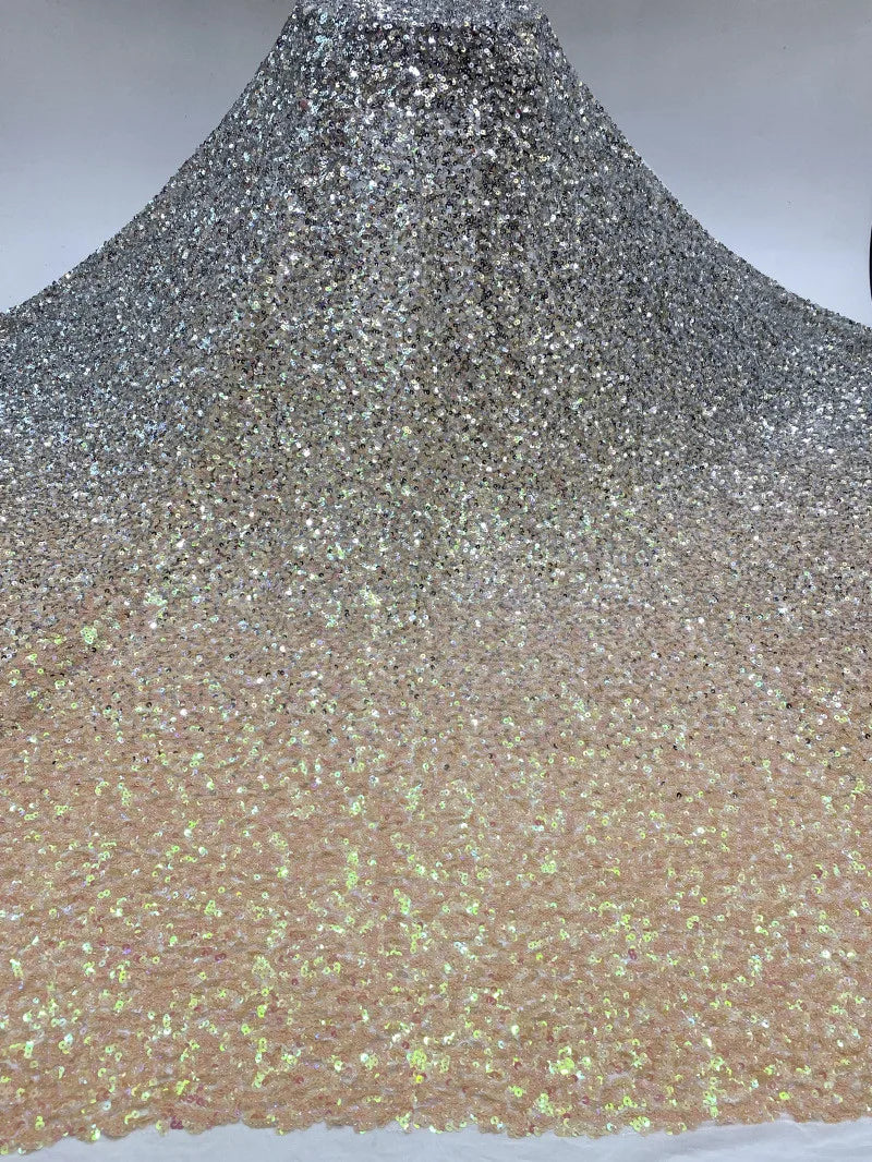 Gradient Sequins Embroidered Stretch Tulle Fabric for DIY Sewing Evening Dress Garment Accessories Clothing Fashion Cloth