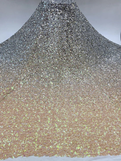 Gradient Sequins Embroidered Stretch Tulle Fabric for DIY Sewing Evening Dress Garment Accessories Clothing Fashion Cloth