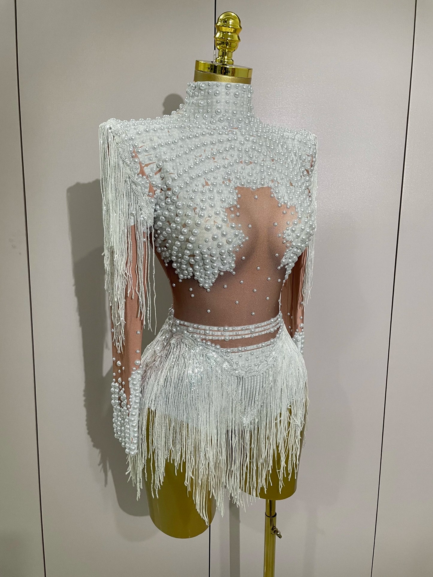 Sparkly Rhinestone Sequin Tassel Stretch Bodysuits 2025 New Arrival Women Birthday Party Nightclub Dj Stage Performance Costume
