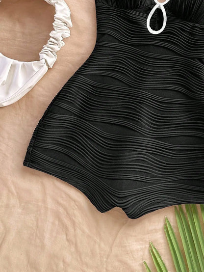 Summer Backless Sleeveless Halter Mini Playsuits Women 2026 V Neck Romper Streetwear Black White Female Shorts Jumpsuits