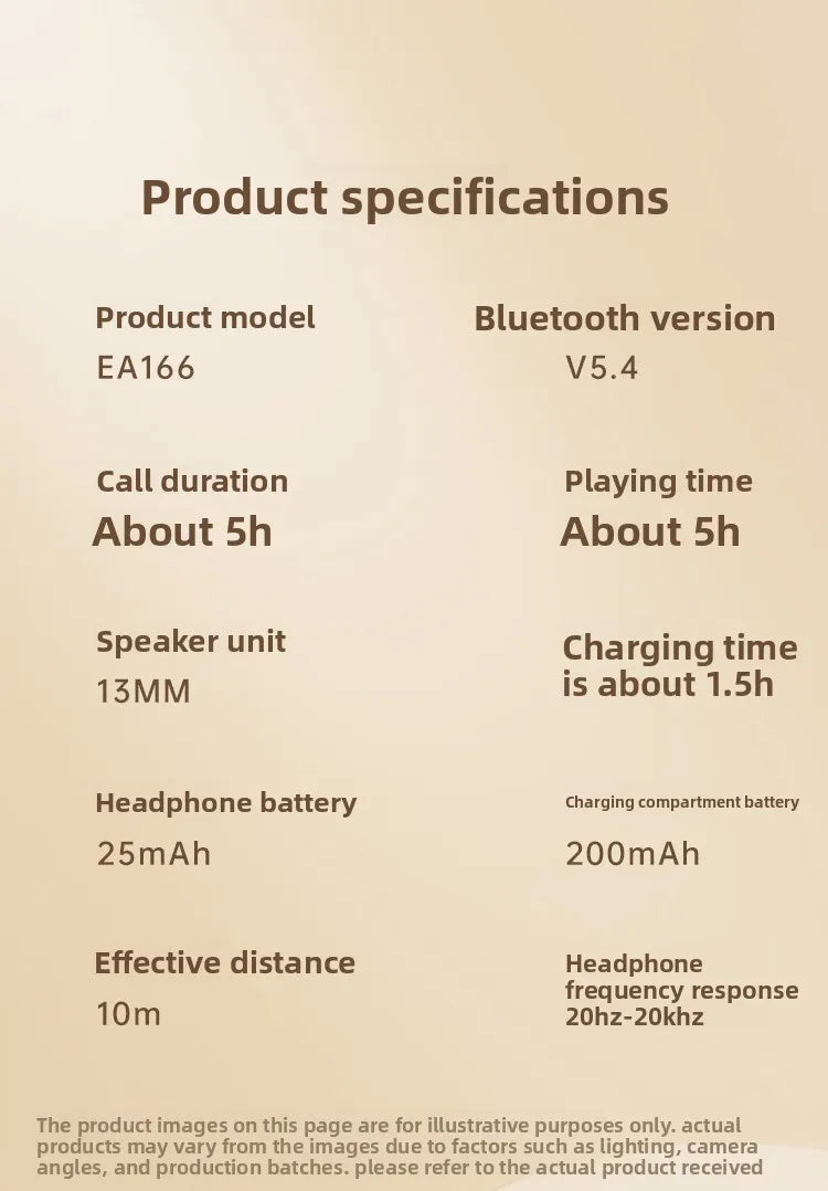 Original New Lenovo TWS Earphones EA166 Bluetooth V5.4 True Wireless Headphones Hi-Fi Sound Waterproof Headset Leather Texture