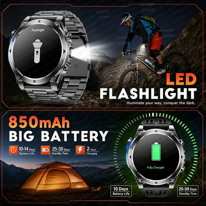 2026 New Military T-RX4 Ultra GPS Smart Watch Men 10ATM Waterproof Compass Flashlight Bluetooth Call Sports tracker Smartwatch