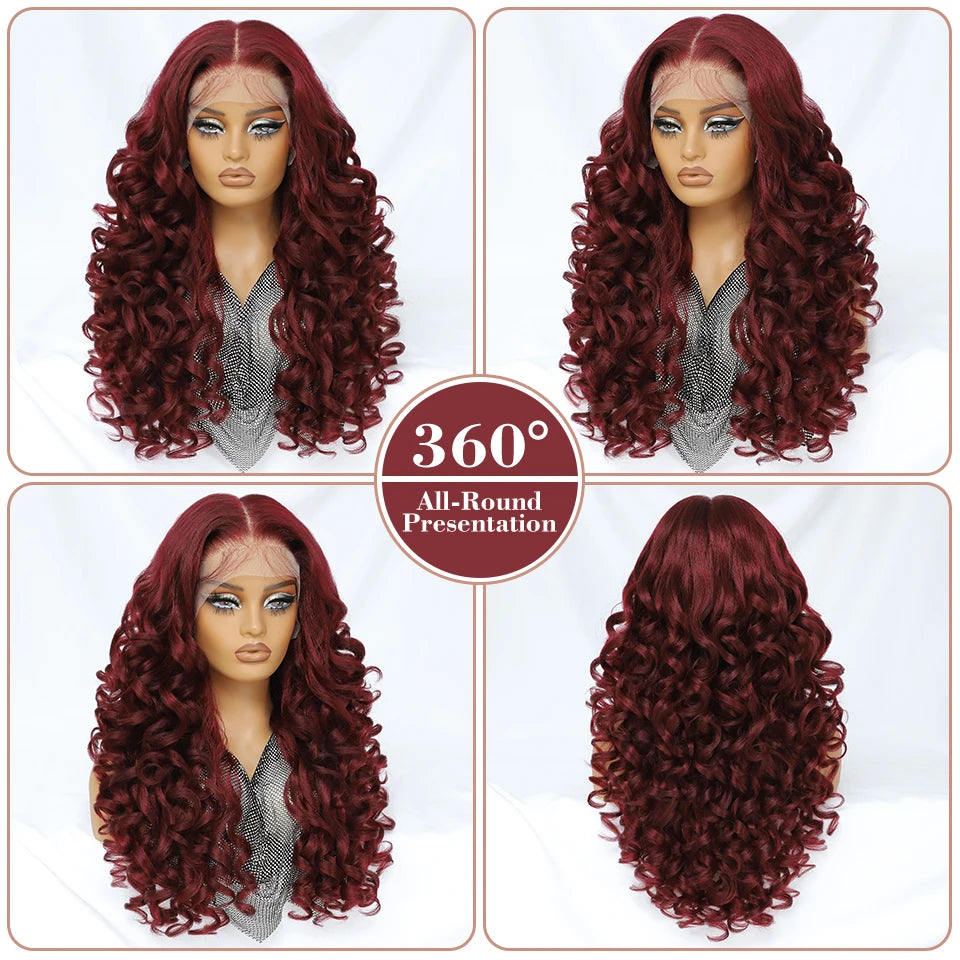Latisha 13X6 HD 13X5X1 Synthetic Lace Front Wigs Curly Pre Plucked Lace Frontal Wig with Bangs for Women Highlight with Babyhair