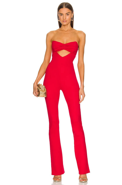 Bandage Jumpsuit Womem's 2023 Summer Long Flare Pants Sleeveless Sexy Cut Out Elegant Club Celebrity Evening Party Jumpsuits