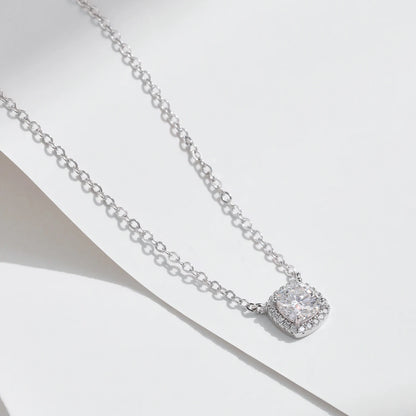 MODIAN Square & Round Halo Moissanite 925 Sterling Silver Pendant Necklace D Color VVS1 Lab Diamond Necklace For Women Jewelry