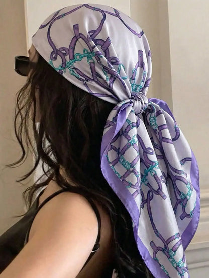 Women's Elegant Floral Print Satin Scarf, New Style Fashionable Soft Comfortable Shawl，Casual Versatile Headscarf
