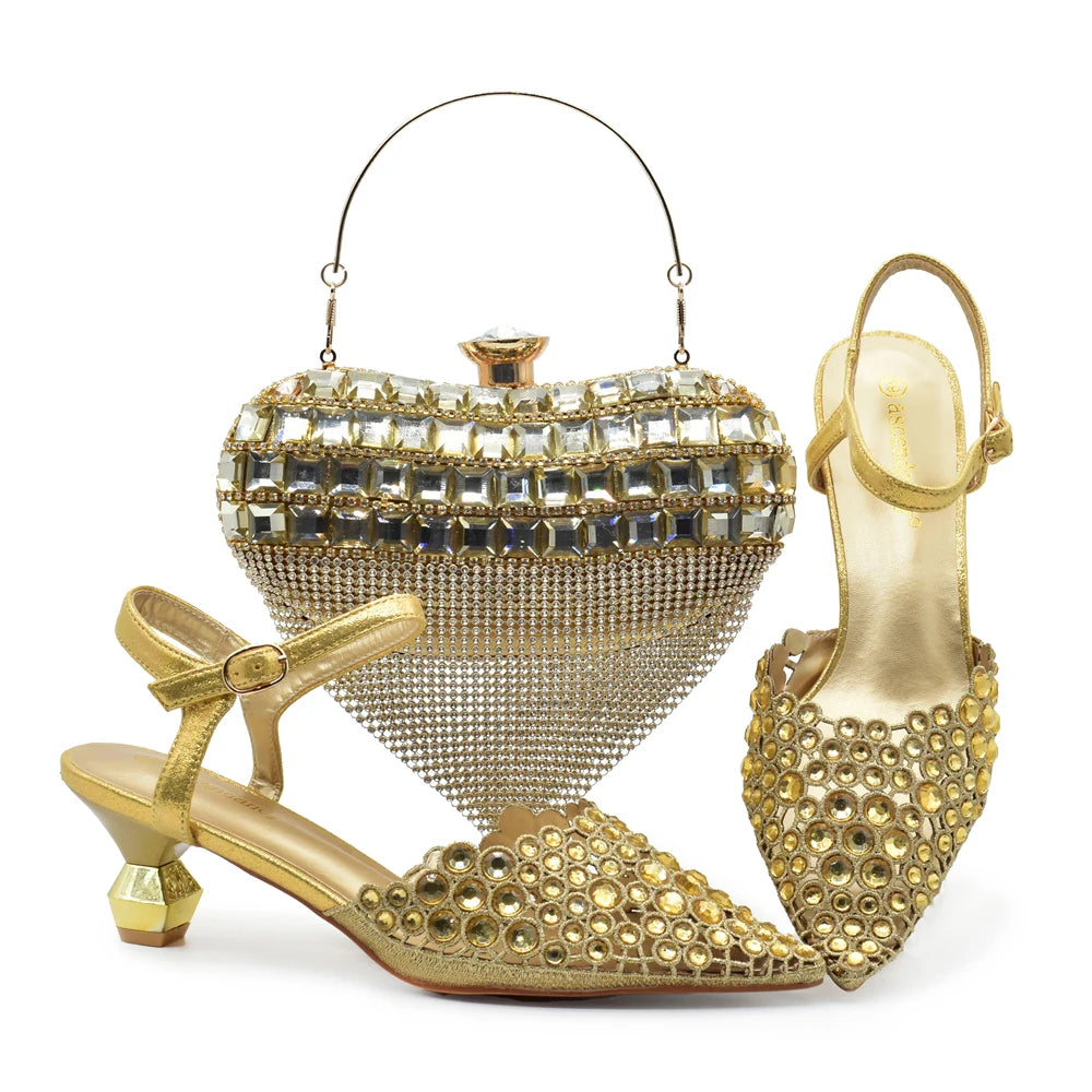 Hot Selling Pointed Toe Ladies Shoes Matching Bag Set for Nigeran Wedding Party Pumps Shoes for Women 2026 Designer Luxury