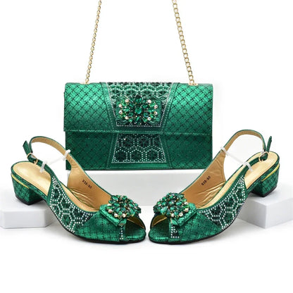 New Arrival African Shoes and Bags Sets Decorated with Rhinestone Women Shoe Size 43 Shoes for Women 2025 Designer Luxury