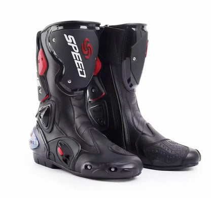 Men Women Motorcycle Boots Microfiber Leather Motorbike Riding Shoes, Anticollision Ankle Protective Moto Racing Short Boot A004