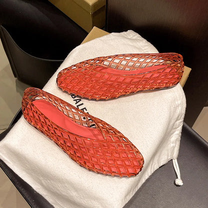 New V-mouth Crystal Jelly Shoes Fashionable, Versatile, Comfortable, Flat Bottom Single Shoes, Casual Sandals for Women