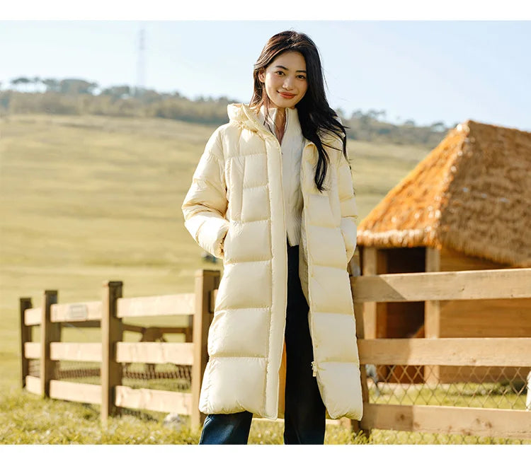 Semir Down Jacket Women Long Length Waterproof Coat 2026 Fashion Winter New Loose Hooded Coat Simple Down Jacket Woman