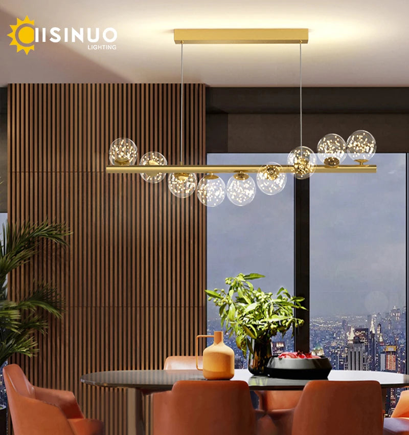 Line Glass Ball Pendant Lights Nordic LED Energy-Efficient Hanging Ceiling Lamp with Adjustable Cord for Dining Room Living Room