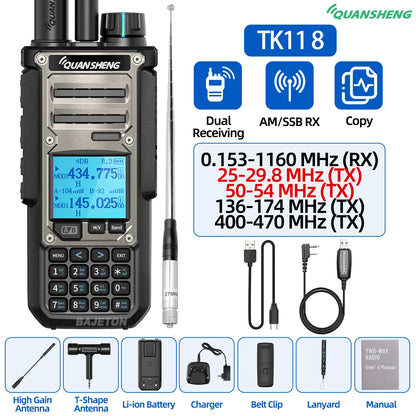 Quansheng TK11 8 Walkie Talkie 10W Dual Receiving PTT AM SSB 27MHz CB CW LSB LW MW SW Type-C NOAA for UV-K5 8 Ham Radio TK-11 5