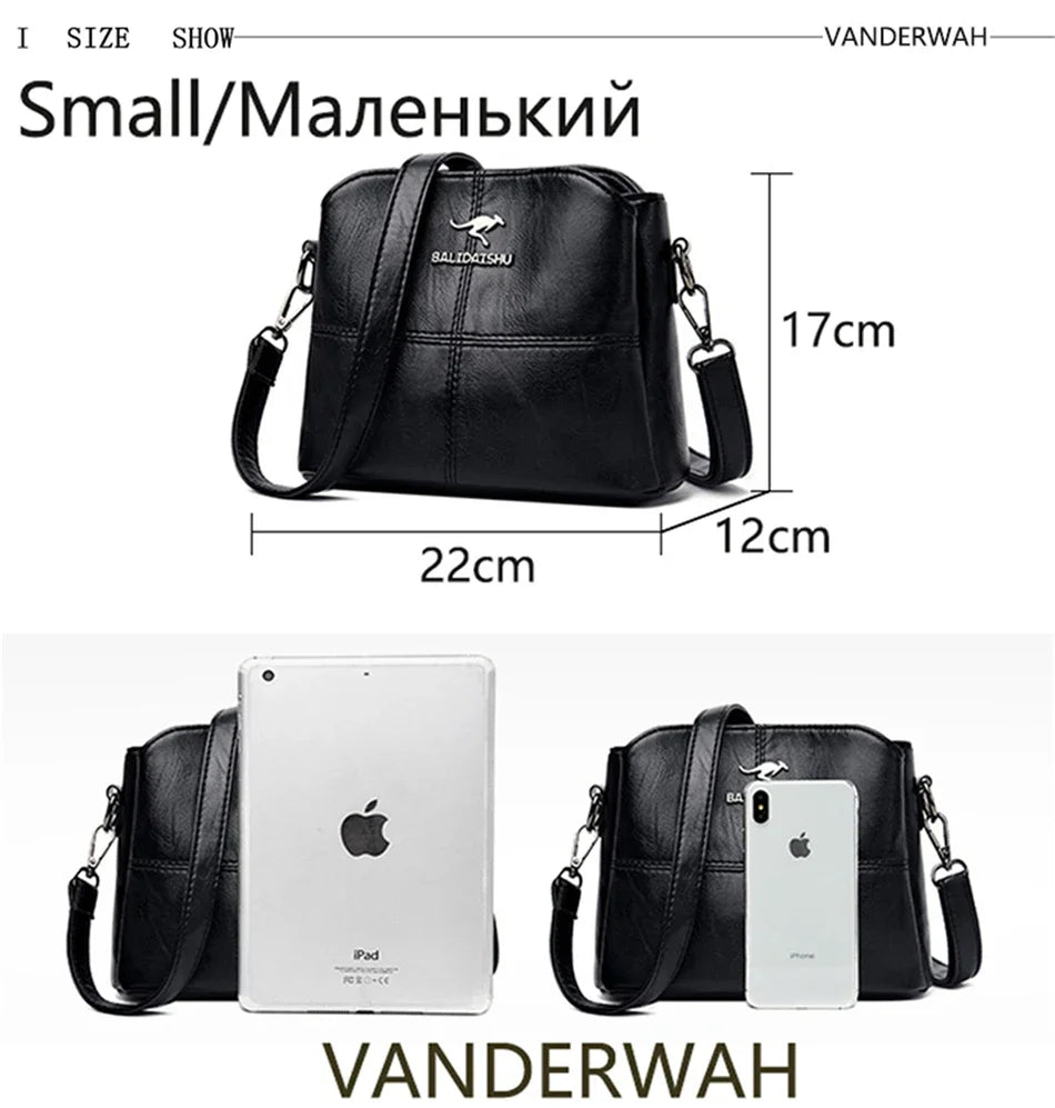 Genuine Soft Pu Leather Handbags for Women Vintage Shoulder Tote Bag Luxury Designer Ladies Large Capacity Purse Bags Sac A Main