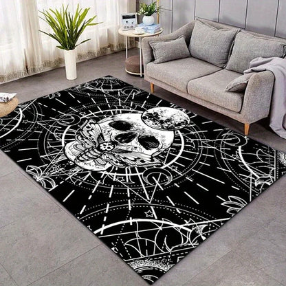 3D Gothic Skull Moth Print Rug High Quality Non Slip Mat For Patio Garden Living Room Indoor Outdoor Decor Carpet