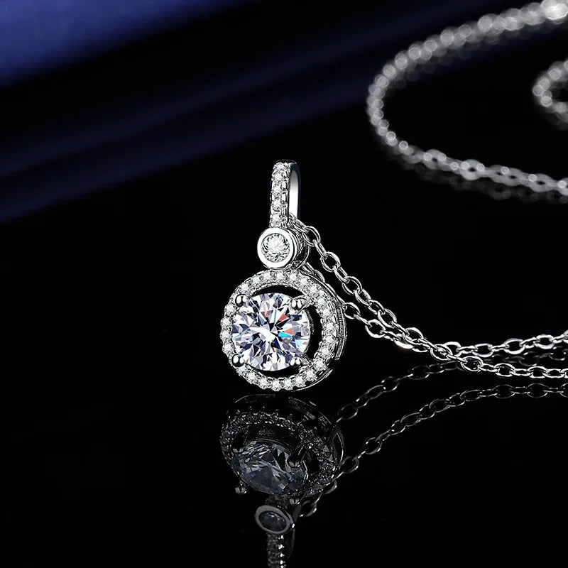 Necklace For Women Sterling S925 Silver With White Gold Plated Lab Diamond Jewelry Wedding Pendant Zircom