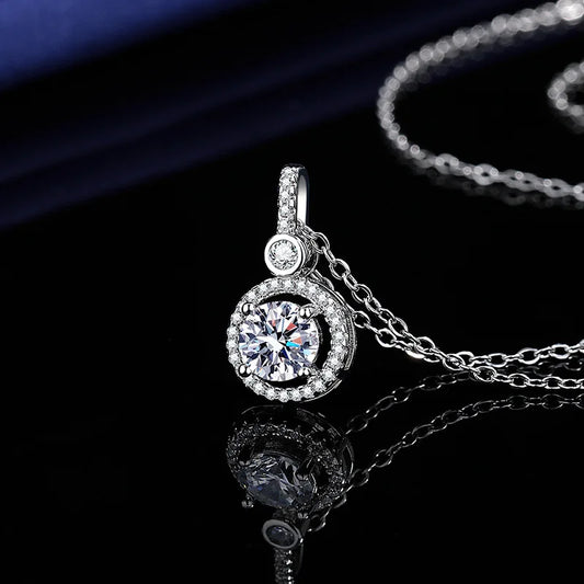 Necklace For Women Sterling S925 Silver With White Gold Plated Lab Diamond Jewelry Wedding Pendant Zircom