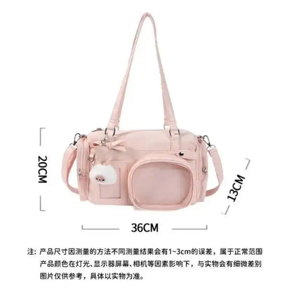 Y2K New Bow Ita Shoulder Bags Sweet Girl Transparent Bag Large Capacity Comic Exhibition Crossbody Bag Cute DIY Display Handbags