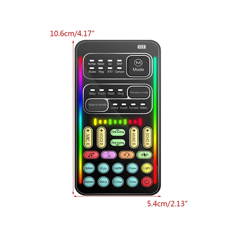 Voice Changer Handheld Sound Card Multiple Sound Effects for Microphone/ /Switch/Phone/Games /Live Streaming Host