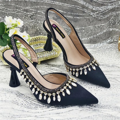Designer Shoes Women's Luxury 2026 Elegant Crystal Women's Shoes Italian Women's Wedding Rhinestone Nigeria Party Wedding Pump