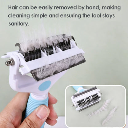 Pet Deshedding Brush 3 in 1 Cat Dog Hair Remover Puppy Kitten Comb with Stainless Steel Teeth Dogs Grooming Shedding Supplies