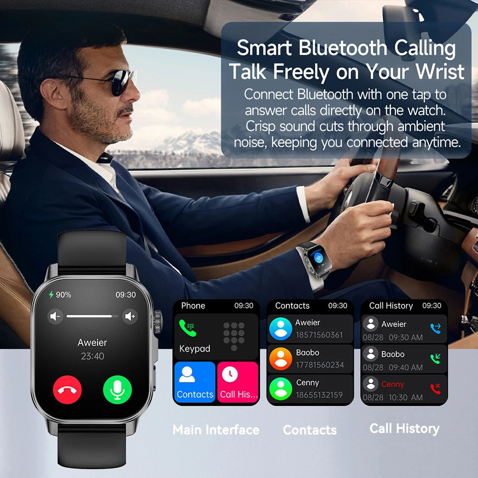 2026 New Body Analysis Health Smart Watch ECG+PPG Uric Acid Blood Pressure Blood Oxygen Clock Call AMOLED Smart Watch Men Women