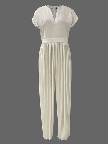 Elegant Pleated Jumpsuits&Rompers for Women V-Neck Jumpsuits Fashion Summer High Waisted Luxury Birthday Party Outfit