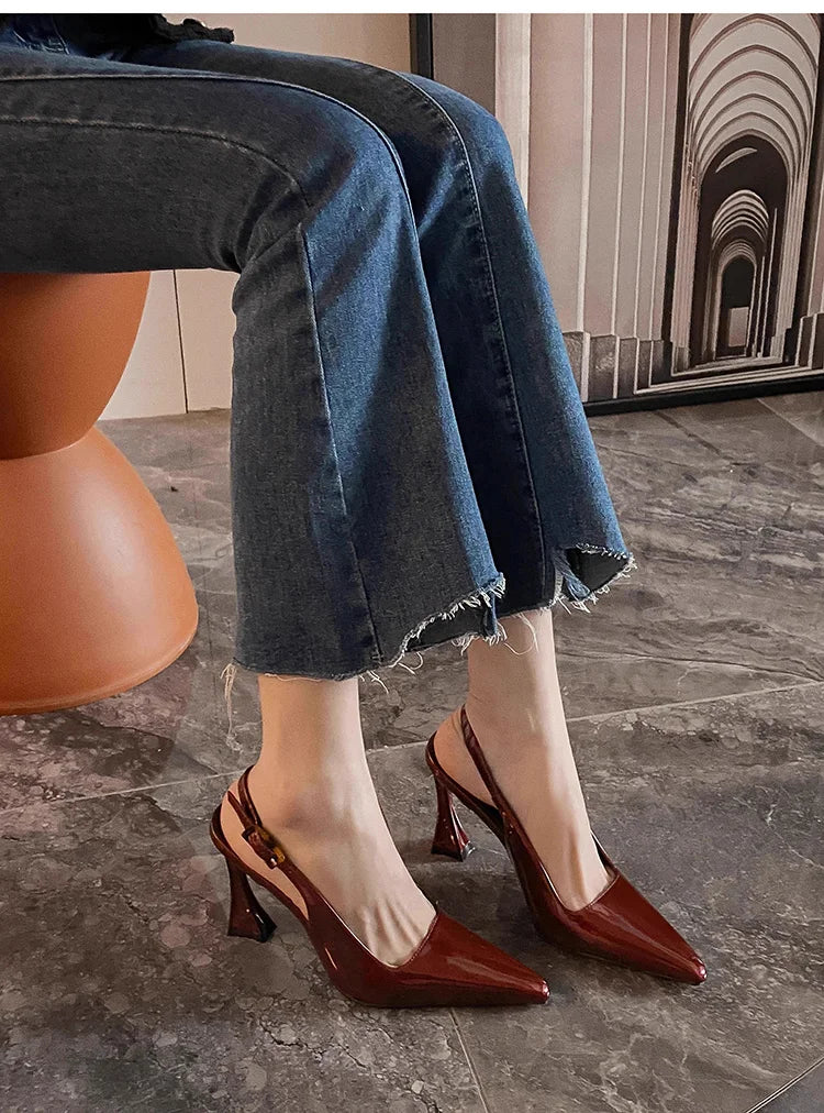 Luxury Designer Summer Women Sandals Fashion Pointed Toe Singbacks Shoes Ladies Elegant High Heel Stripper Sandalias