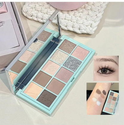 NICEKEY Makeup Kit Include 4 Matte Lipgloss,1 Face Blusher,1 Pressed Powder,1 Eyesshadow Palette,1 Contour Palette With Necklace